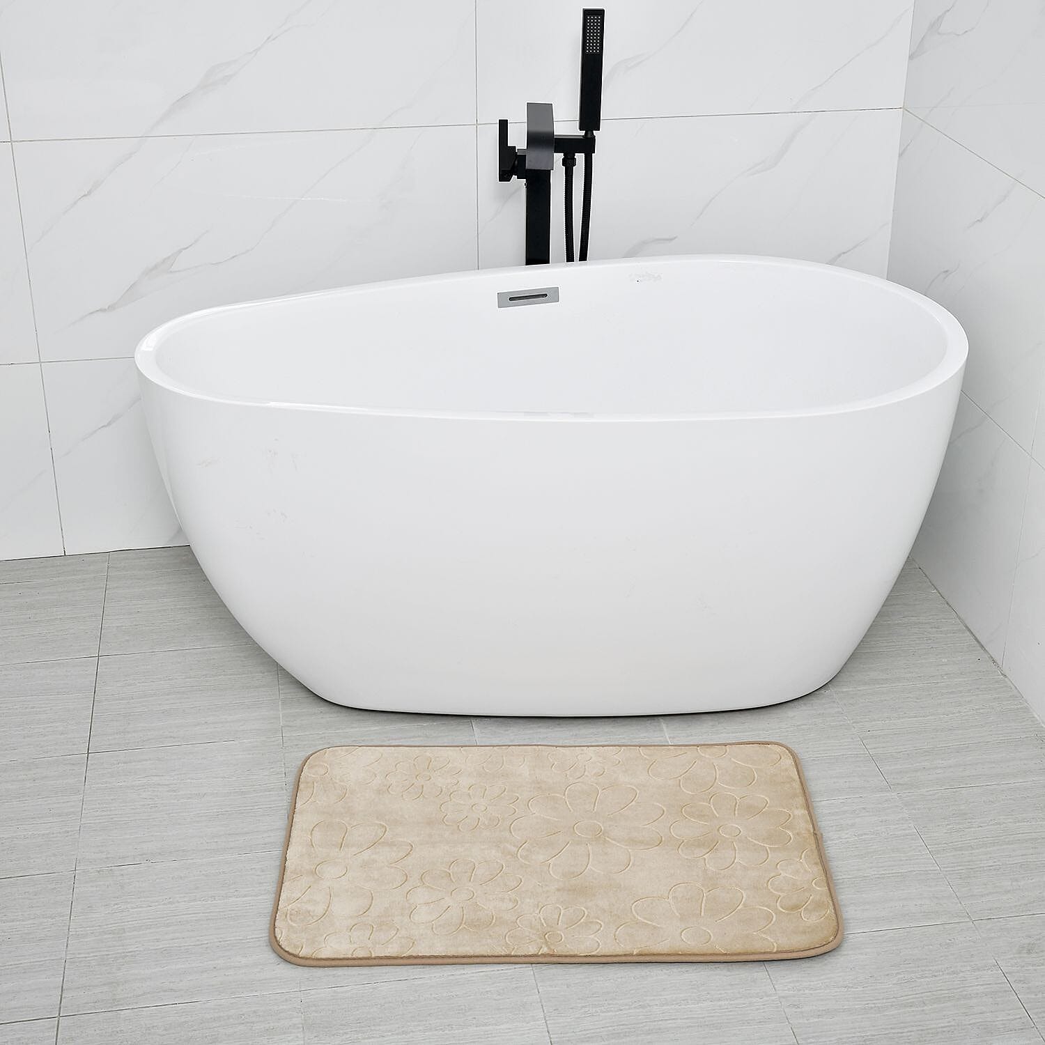 Set of 2 Extra Strong Anti-Slip Bathmat and Toilet Rug - Taupe 7163923 2