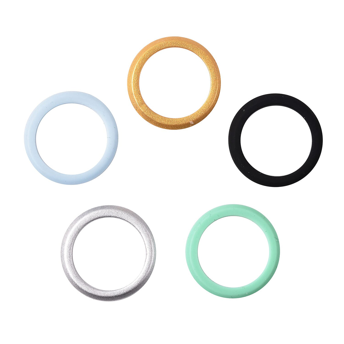 Set of 5 Green, Blue, Black, Silver and Golden Colour Band Ring 4035407 3