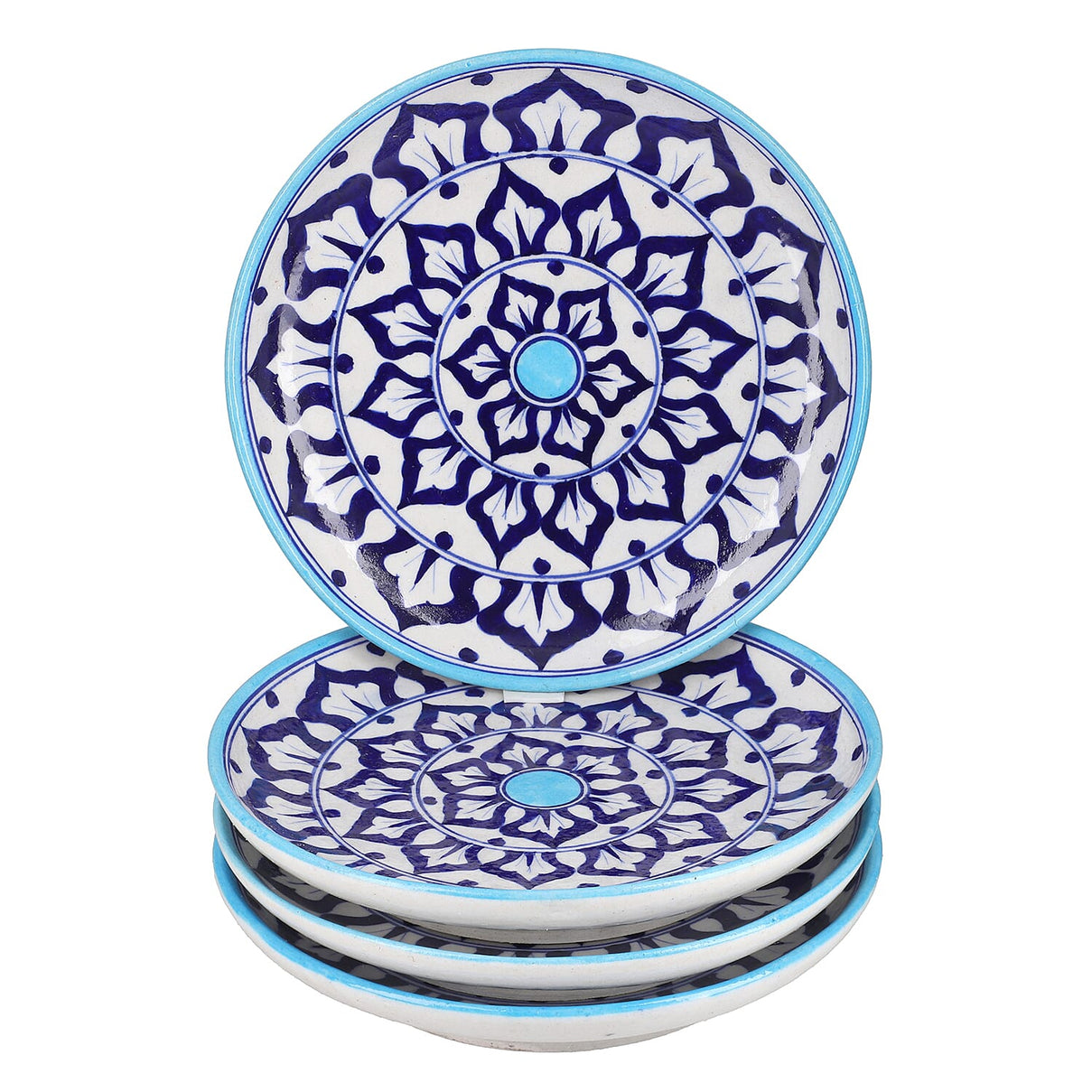 Set of 4 Hand Painted Ceramic Plates for Kitchen appliances and Home dÃ©cor - Blue and White 6320945 0