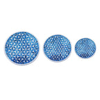 Set of 3 Handmade Mosaic Terracotta Round Bowl - Blue