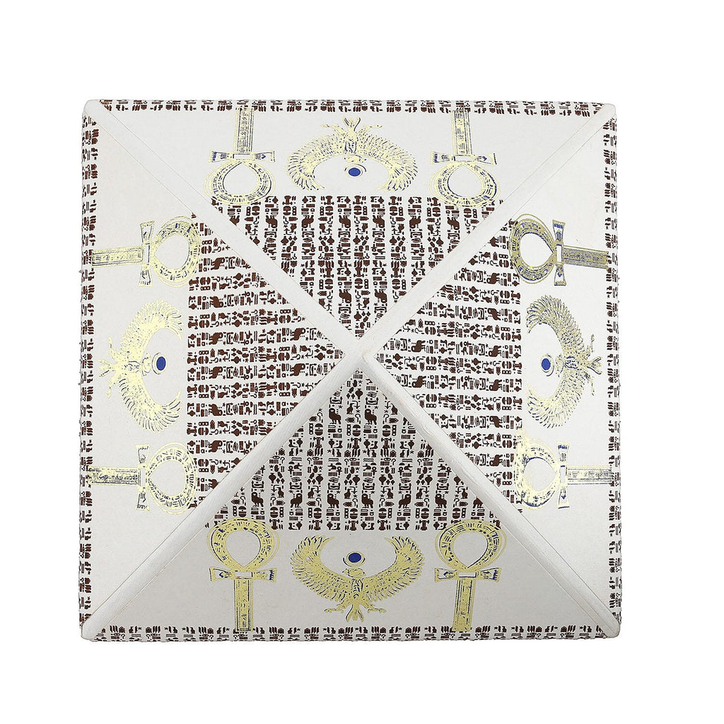 Set of 2 Handmade Paper and Handblock Printed Pyramid Shape Boxes - Egyptian Ankh