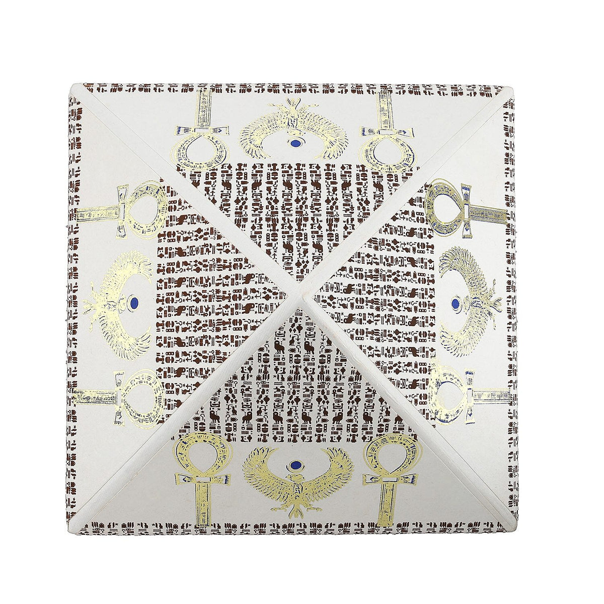Set of 2 Handmade Paper and Handblock Printed Pyramid Shape Boxes - Egyptian Ankh 7192467 7