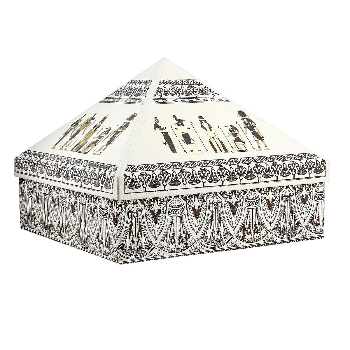 Set of 2 Handmade Paper and Handblock Printed Pyramid Shape Boxes - Egyptian Gods 7192468 6
