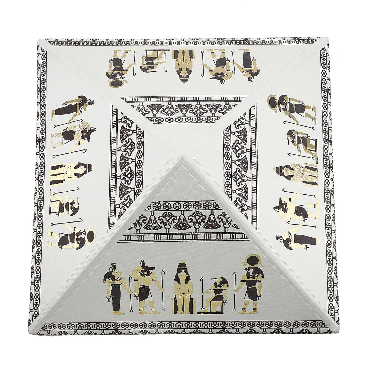 Set of 2 Handmade Paper and Handblock Printed Pyramid Shape Boxes - Egyptian Gods 7192468 7
