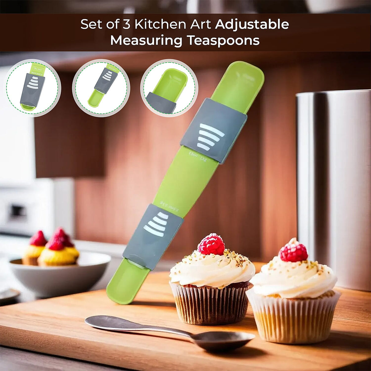 Set of 3 Kitchen Art Adjustable Measuring Teaspoons 7382845 2
