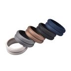 MP Set of 5 -  Light Grey, Dark Grey, Black, Brown and Dark Blue Colour Band Rings (Size Q)