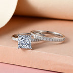 Set of 2 -  Moissanite Stackable Ring in Platinum Overlay Sterling Silver