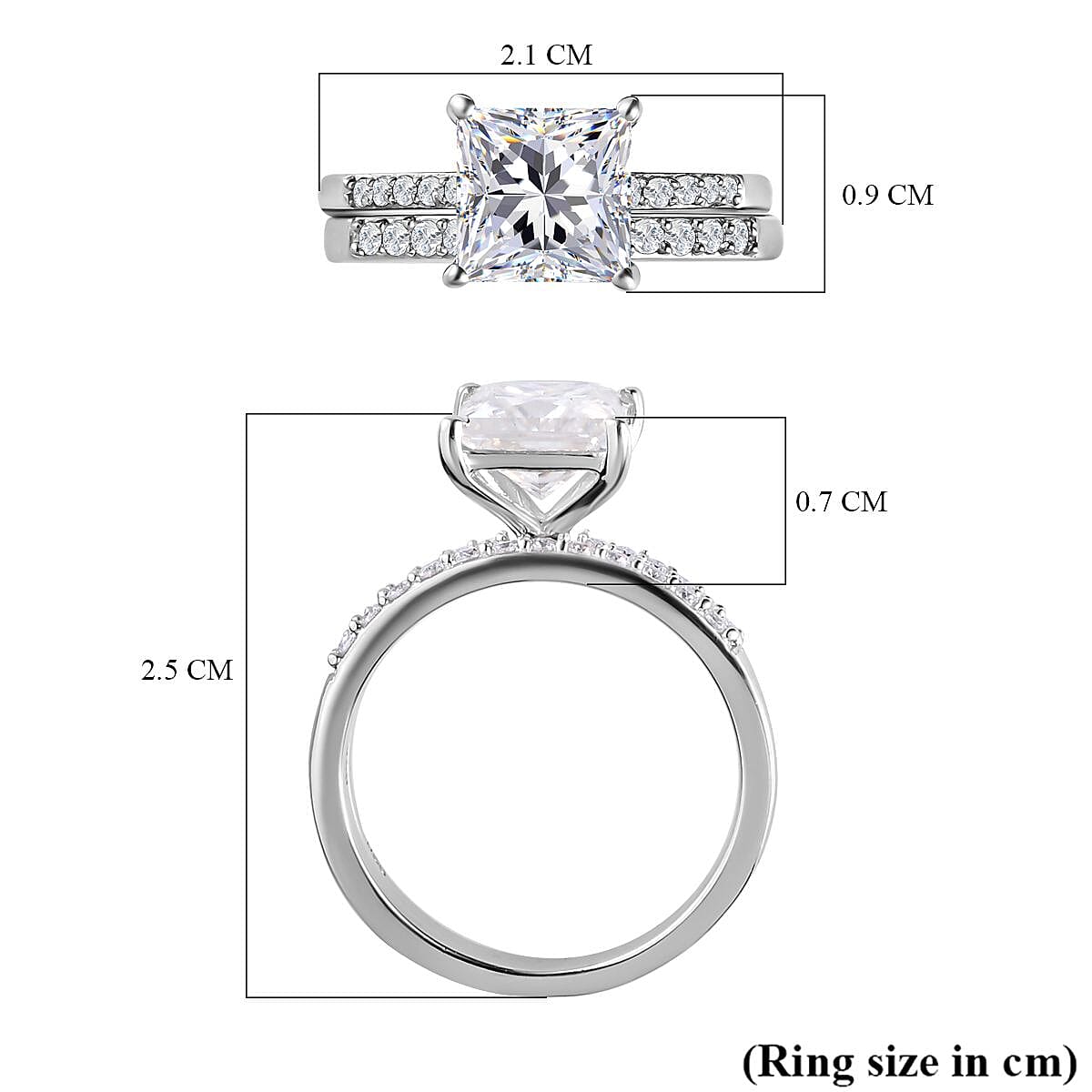 Set of 2 Moissanite Stackable Ring in Platinum Overlay Sterling Silver 4200886 5
