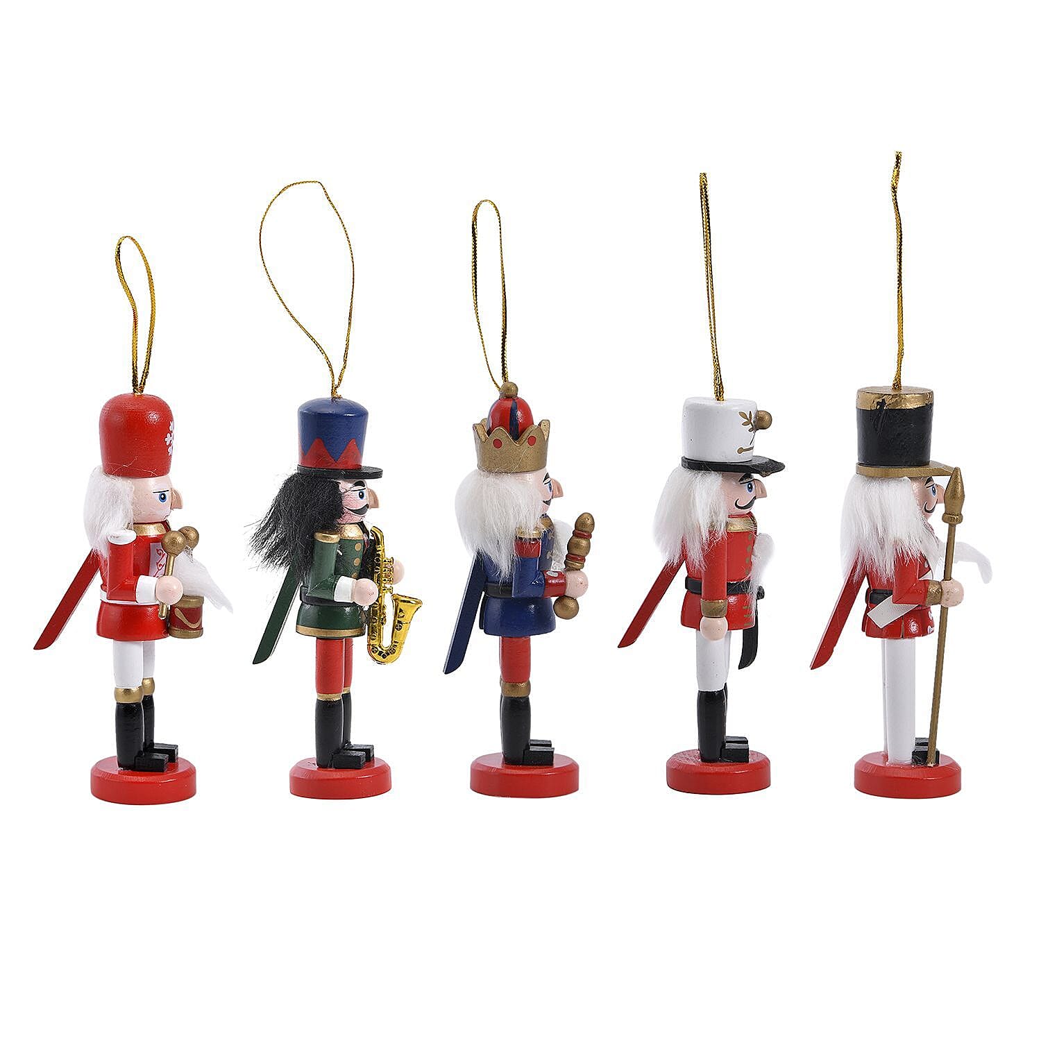 Set of 5 Hanging Wooden Soldier Shaped Nutcrackers - Multi 8900313 3