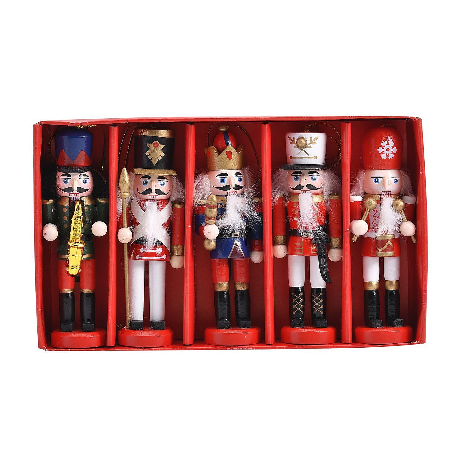 Set of 5 Hanging Wooden Soldier Shaped Nutcrackers - Multi 8900313 7