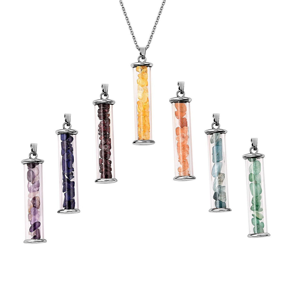 Set of 8 Piece 61.10 Ct Mozambique Garnet and Multi Gemstone 7 Bottle Pendants with Chain 3650142 0