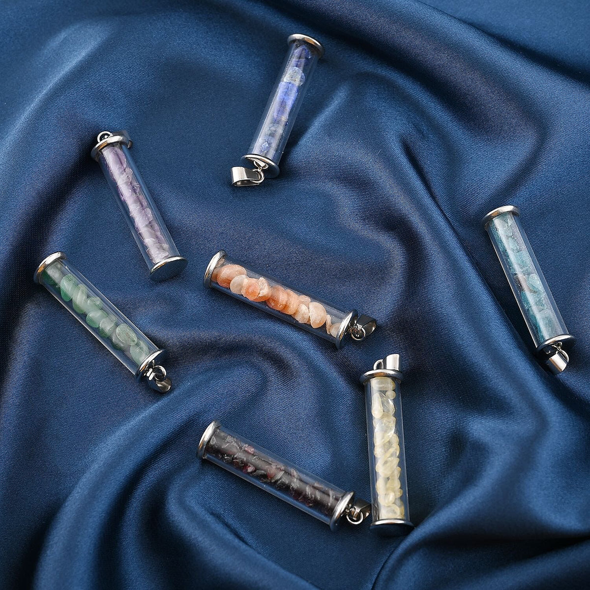 Set of 8 Piece 61.10 Ct Mozambique Garnet and Multi Gemstone 7 Bottle Pendants with Chain 3650142 2