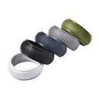 MP Set of 5 -  Silver, Dark Grey, Dark Blue, Black and Olive Colour Band Rings (Size T)