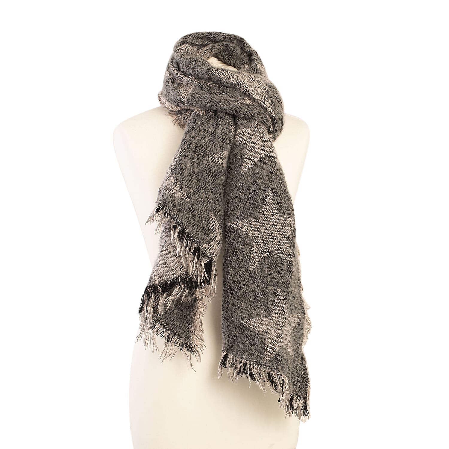 Set of Winter Scarf (Grey) and Gloves (Marroon) 7970226 2