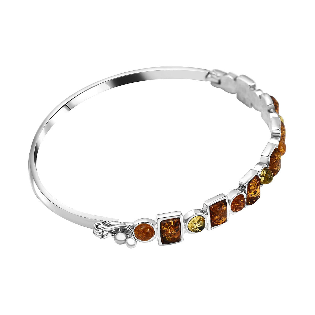 Shades Of Amber - Multi Amber Bangle (Size 7.5) in Sterling Silver, Silver Wt 10.14 GM 7673023 3