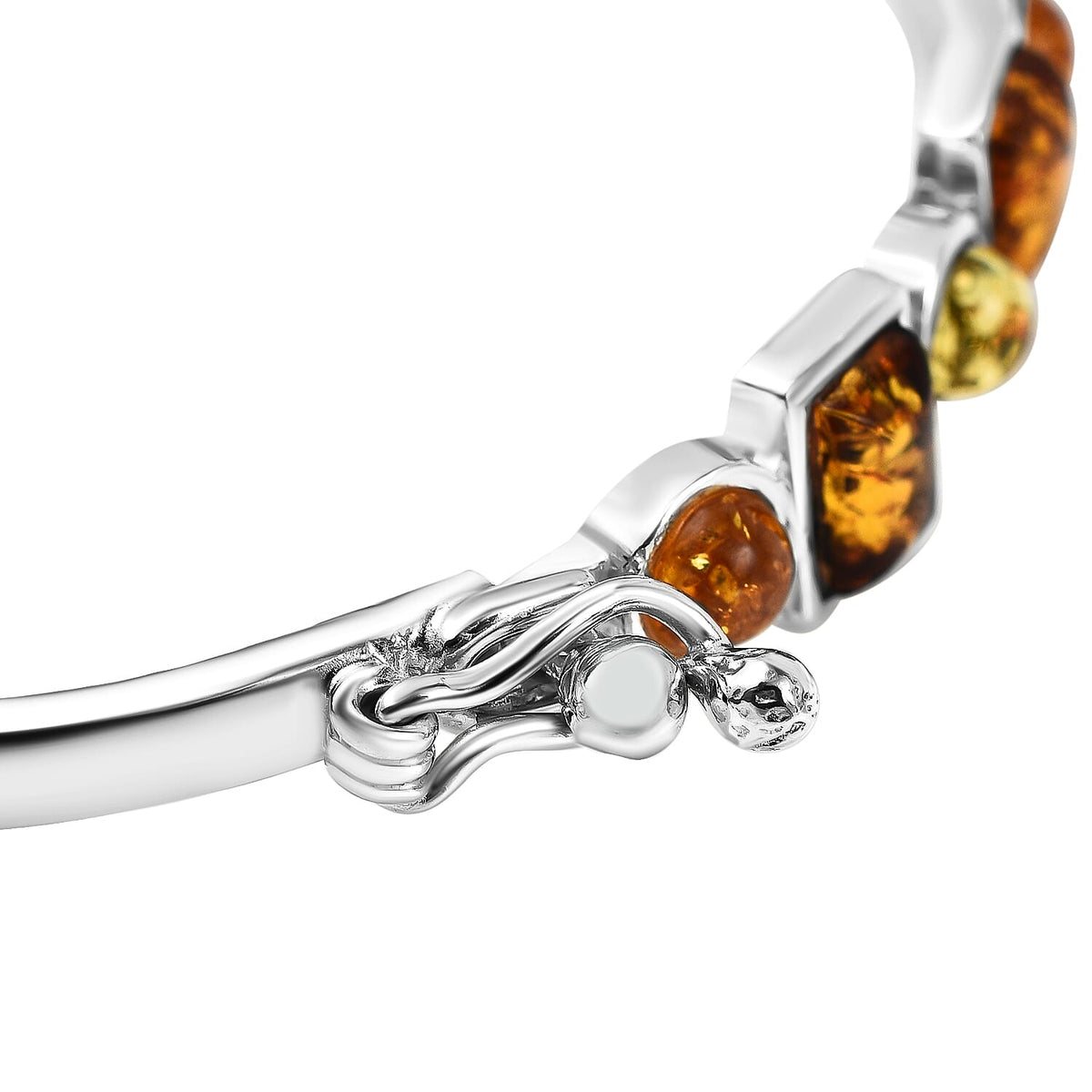 Shades Of Amber - Multi Amber Bangle (Size 7.5) in Sterling Silver, Silver Wt 10.14 GM 7673023 4