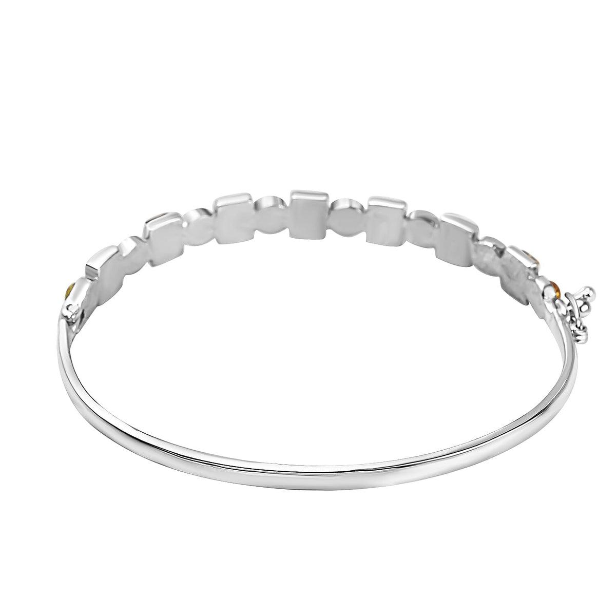 Shades Of Amber - Multi Amber Bangle (Size 7.5) in Sterling Silver, Silver Wt 10.14 GM 7673023 5