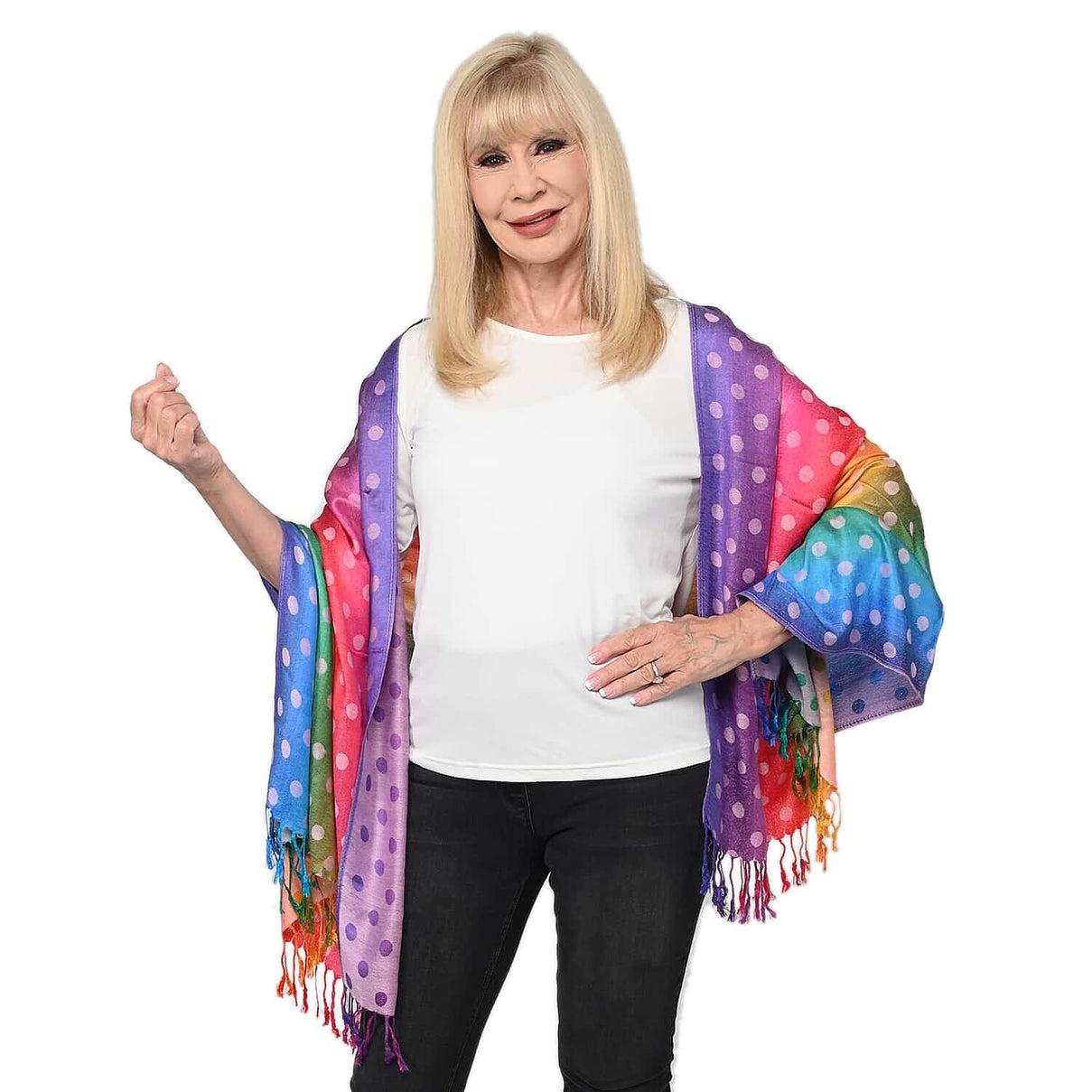 Pashmina Jacquard Pattern Scarf - Rainbow-Pink - 100% Viscose 7906301 0