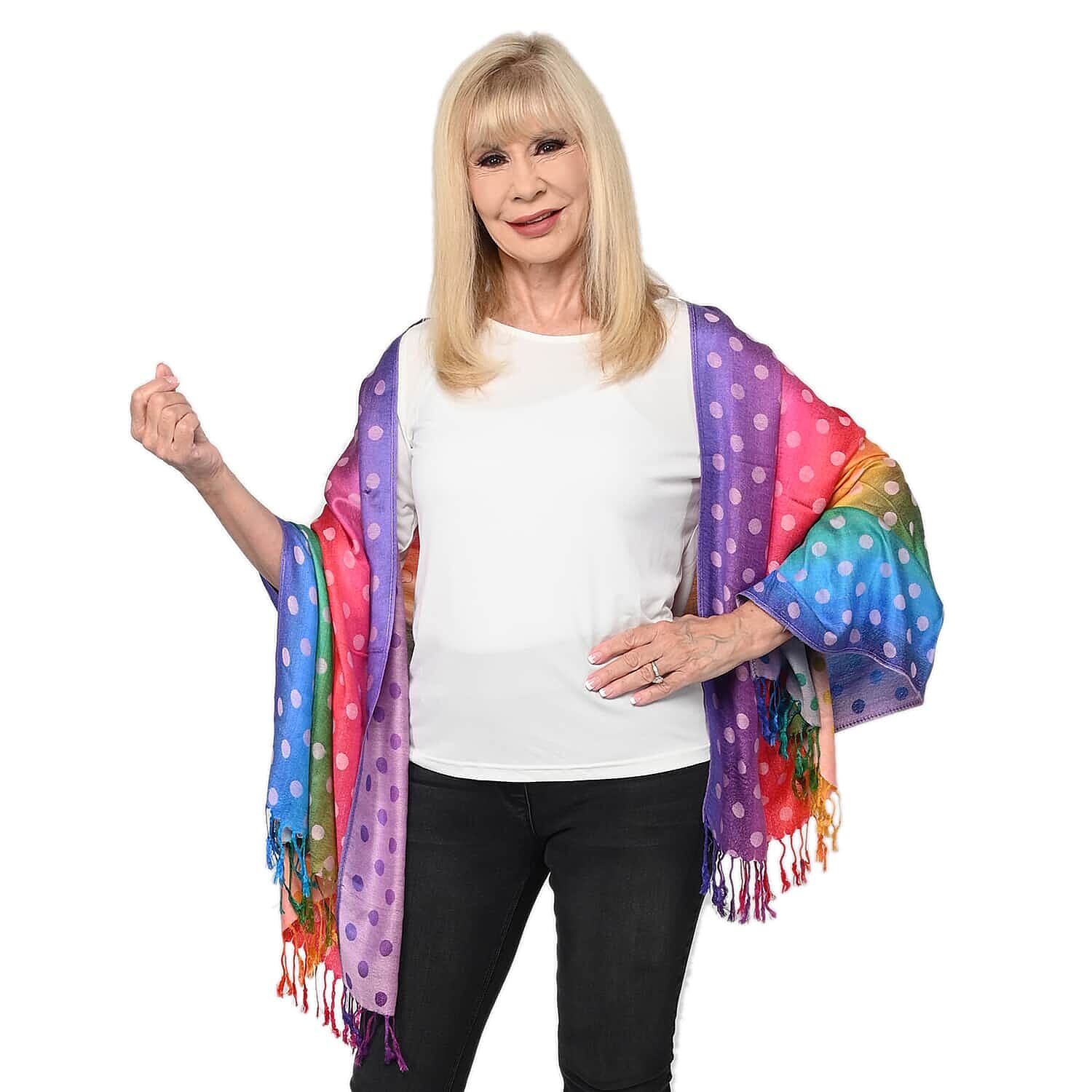 Pashmina Jacquard Pattern Scarf - Rainbow-Pink - 100% Viscose 7906301 0