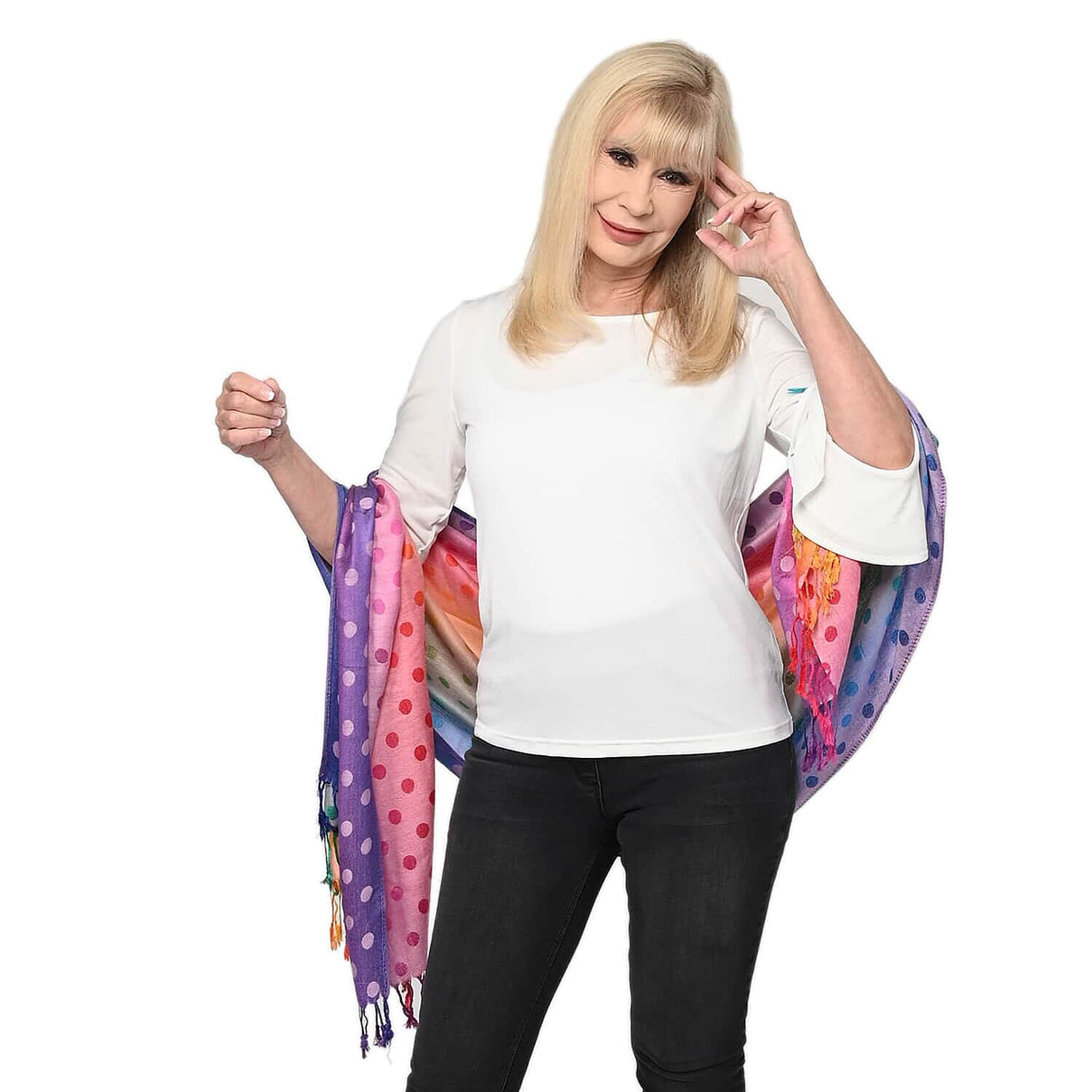 Pashmina Jacquard Pattern Scarf - Rainbow-Pink - 100% Viscose 7906301 1