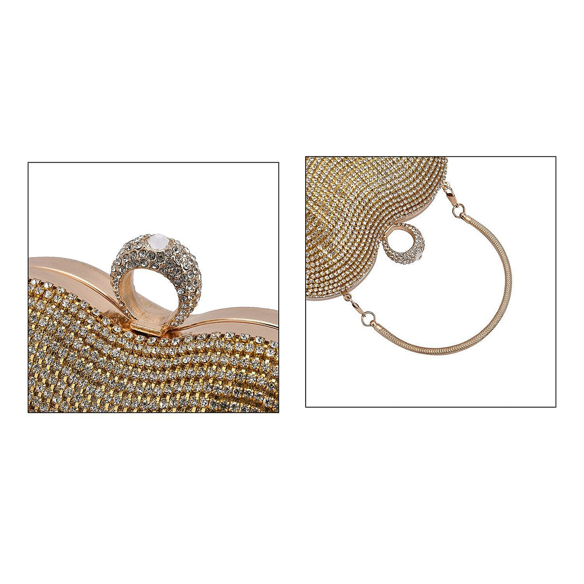 Sheeny Heart Shape Tassel Evening Clutch Bag - Gold 7154989 4