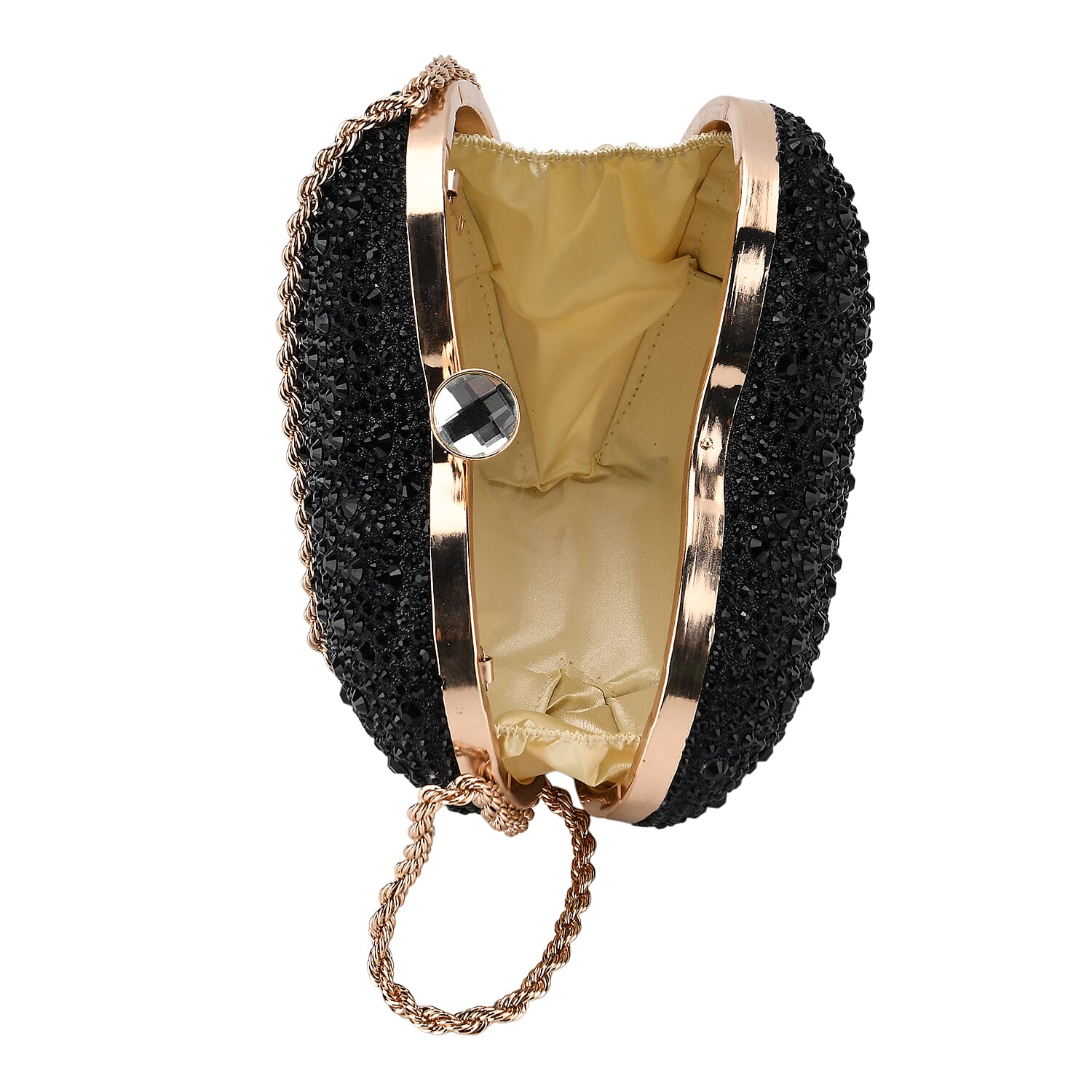 Sheeny Heart-Shaped Crystal Clutch Bag - Black 8244529 6