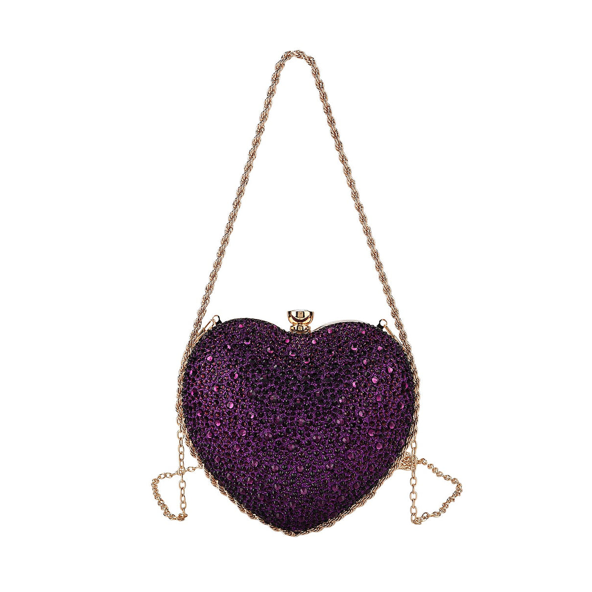 Sheeny Heart-Shaped Crystal Clutch Bag - Purple 8244531 0
