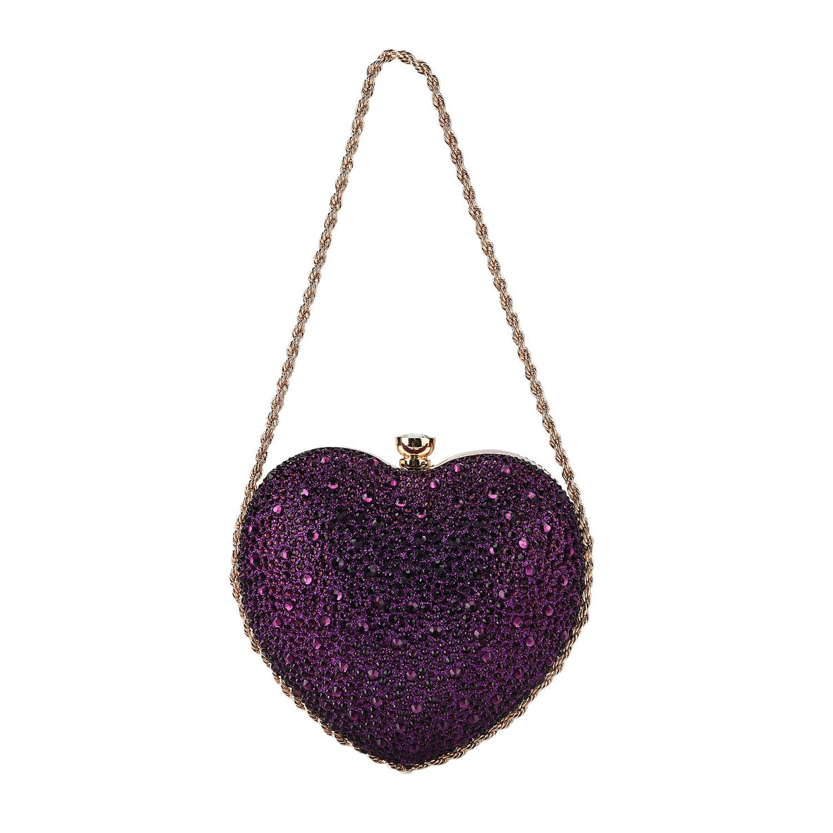 Sheeny Heart-Shaped Crystal Clutch Bag - Purple 8244531 5