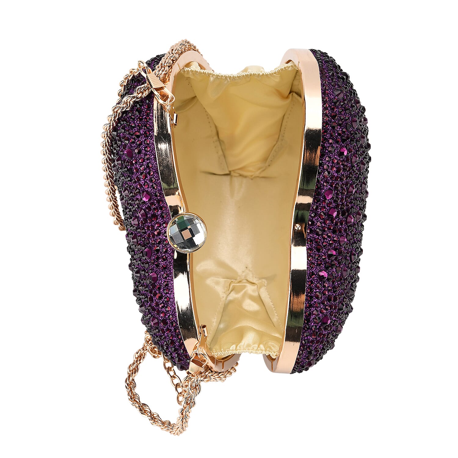 Sheeny Heart-Shaped Crystal Clutch Bag - Purple 8244531 6