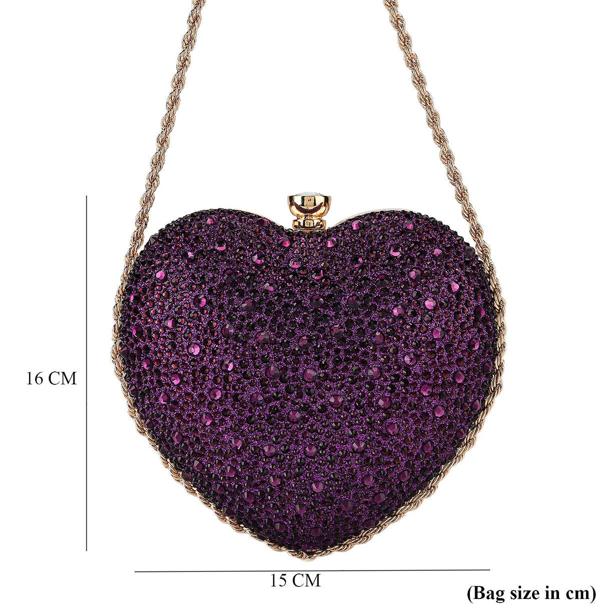 Sheeny Heart-Shaped Crystal Clutch Bag - Purple 8244531 7