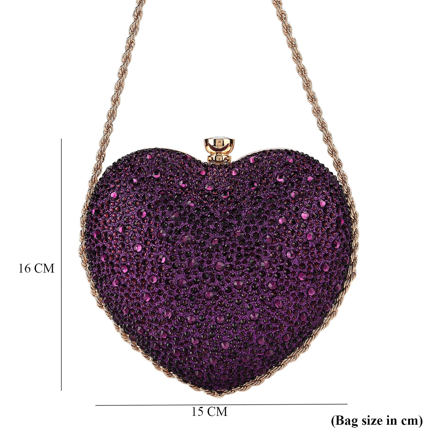 Sheeny Heart-Shaped Crystal Clutch Bag - Purple 8244531 7
