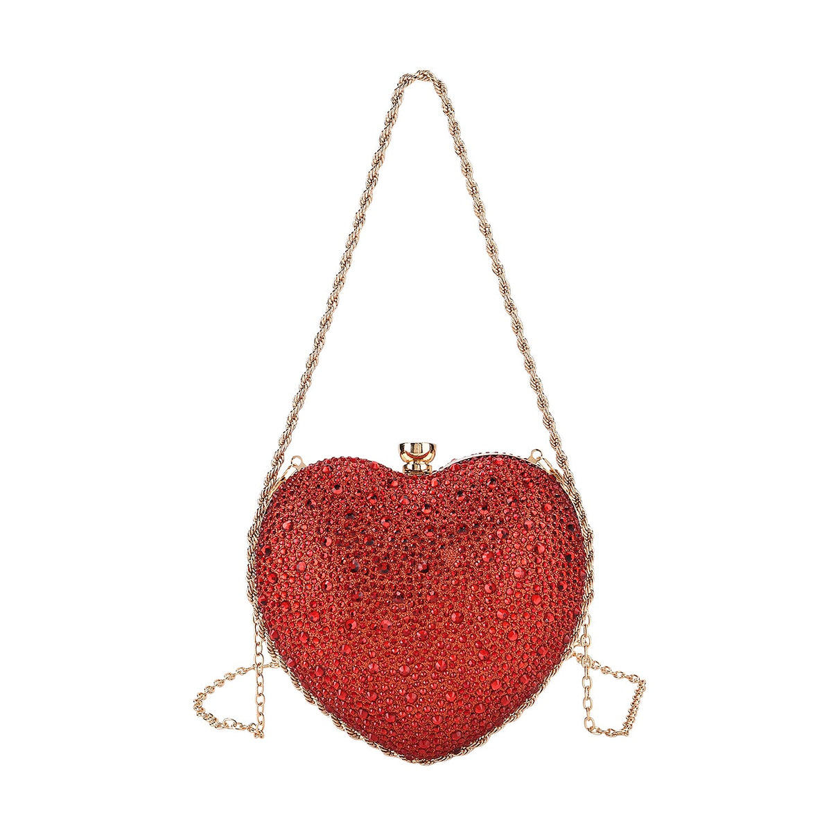 Sheeny Heart-Shaped Crystal Clutch Bag - Red 8244528 0