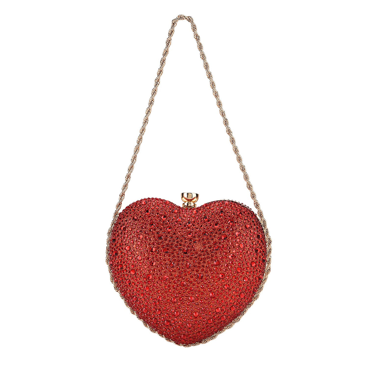 Sheeny Heart-Shaped Crystal Clutch Bag - Red 8244528 5