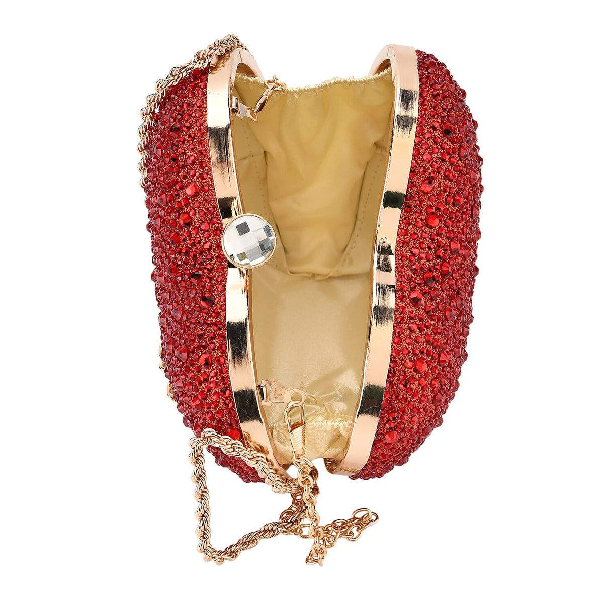 Sheeny Heart-Shaped Crystal Clutch Bag - Red 8244528 6