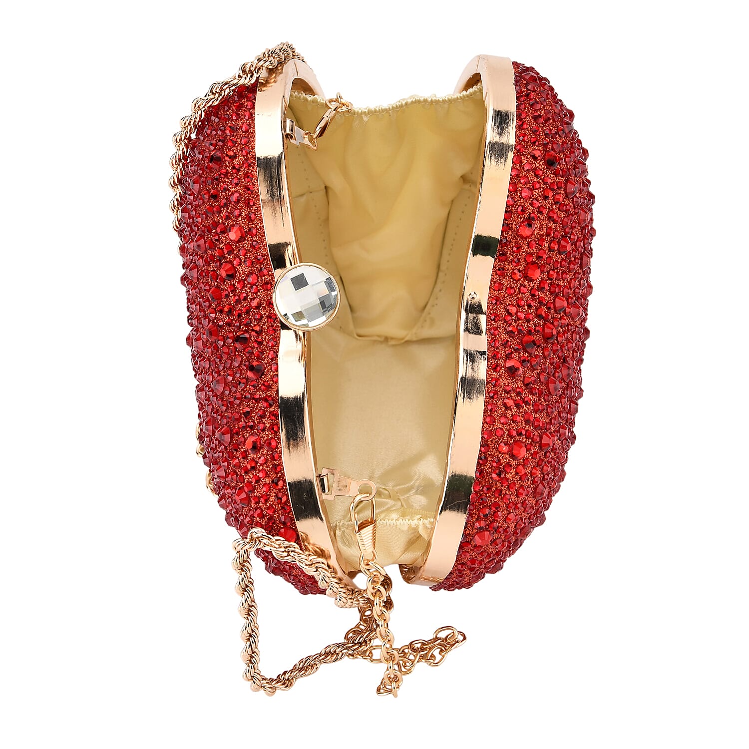 Sheeny Heart-Shaped Crystal Clutch Bag - Red 8244528 6