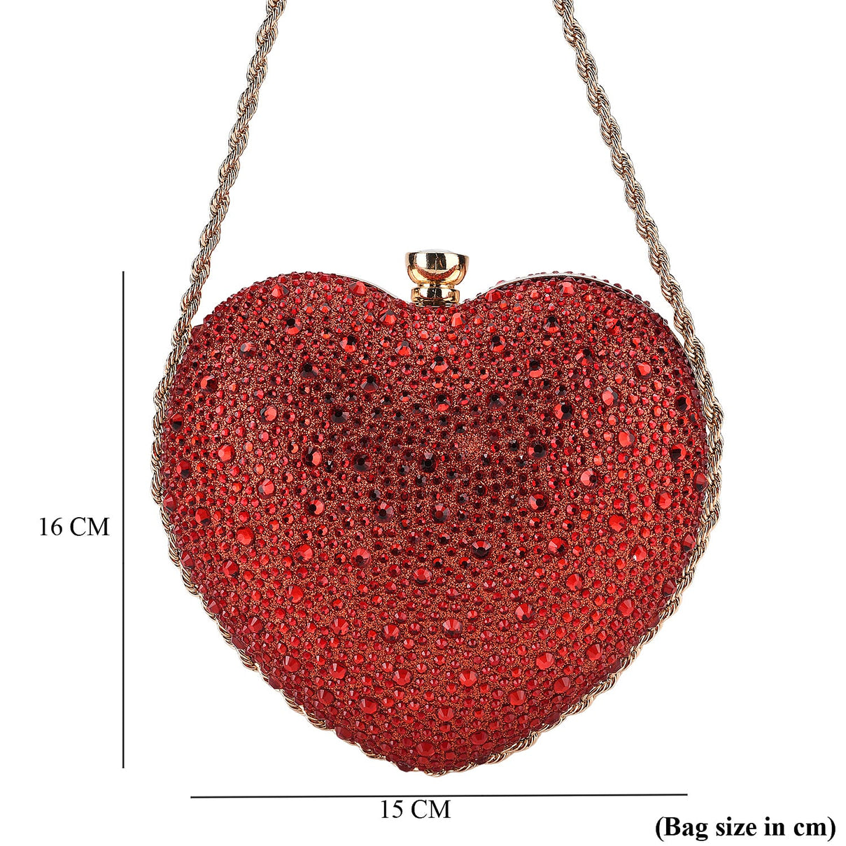 Sheeny Heart-Shaped Crystal Clutch Bag - Red 8244528 7