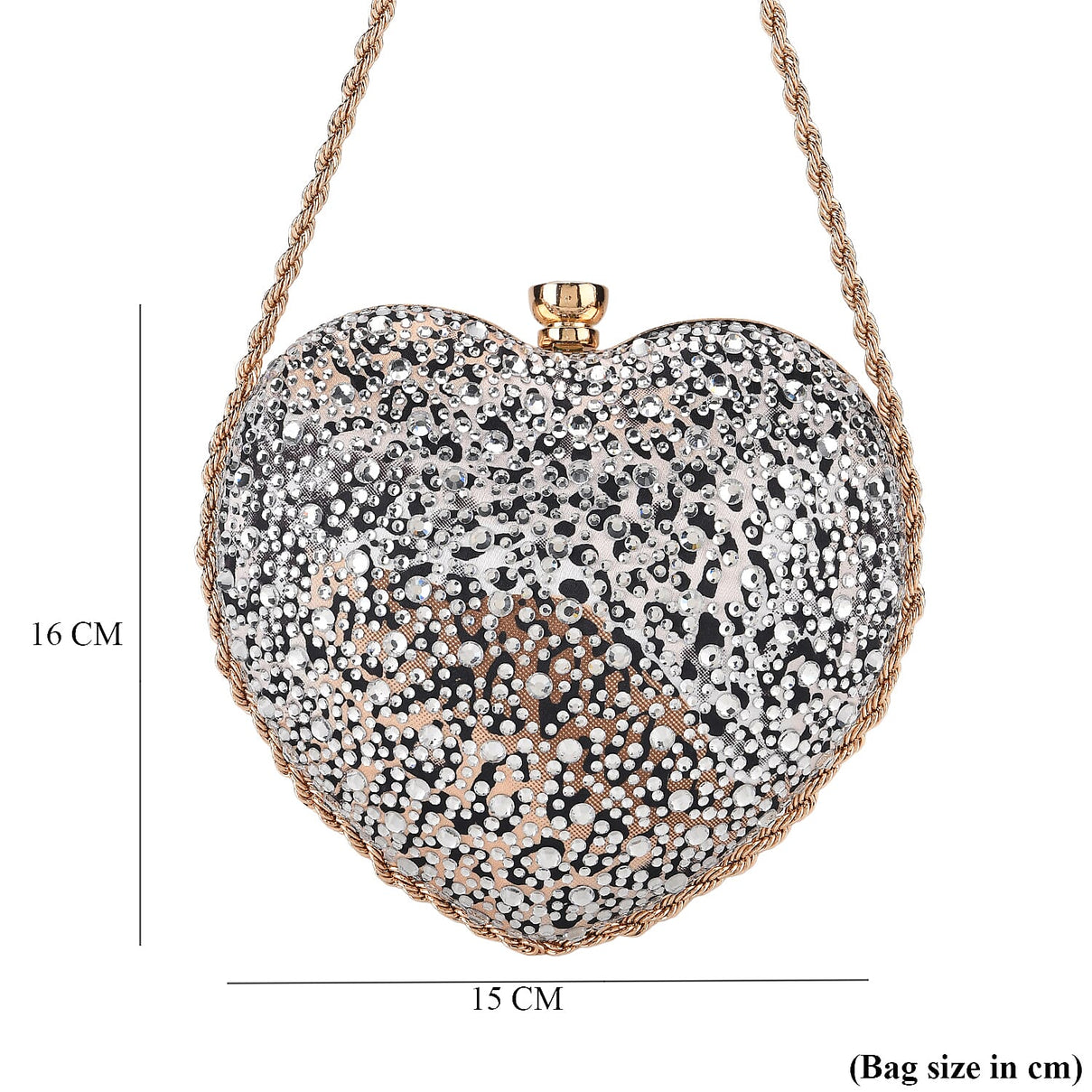 Sheeny Heart-Shaped Crystal Clutch Bag - Leopard V32538889 7