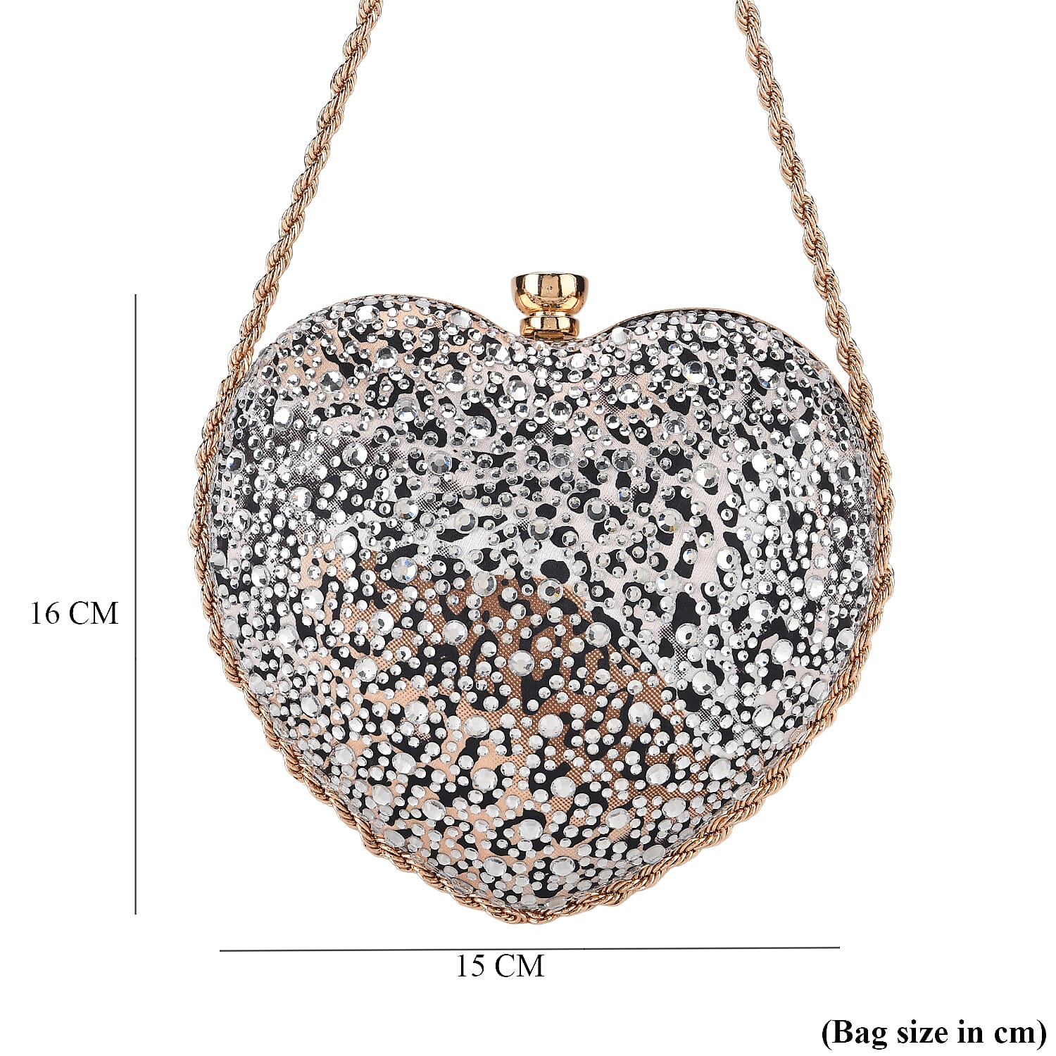 Sheeny Heart-Shaped Crystal Clutch Bag - Leopard V32538889 7