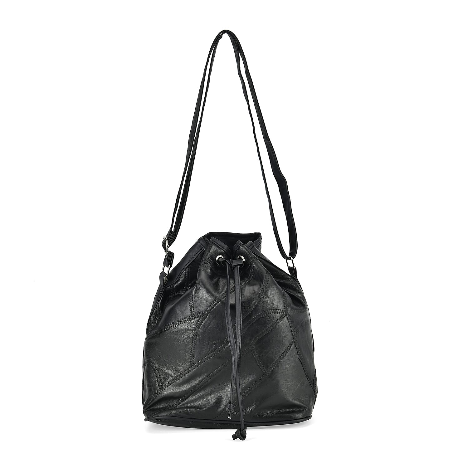 One Time Closeout - 100% Genuine  Leather Bucket Bag (Size 29x23x15 cm) - Black 7748960 0