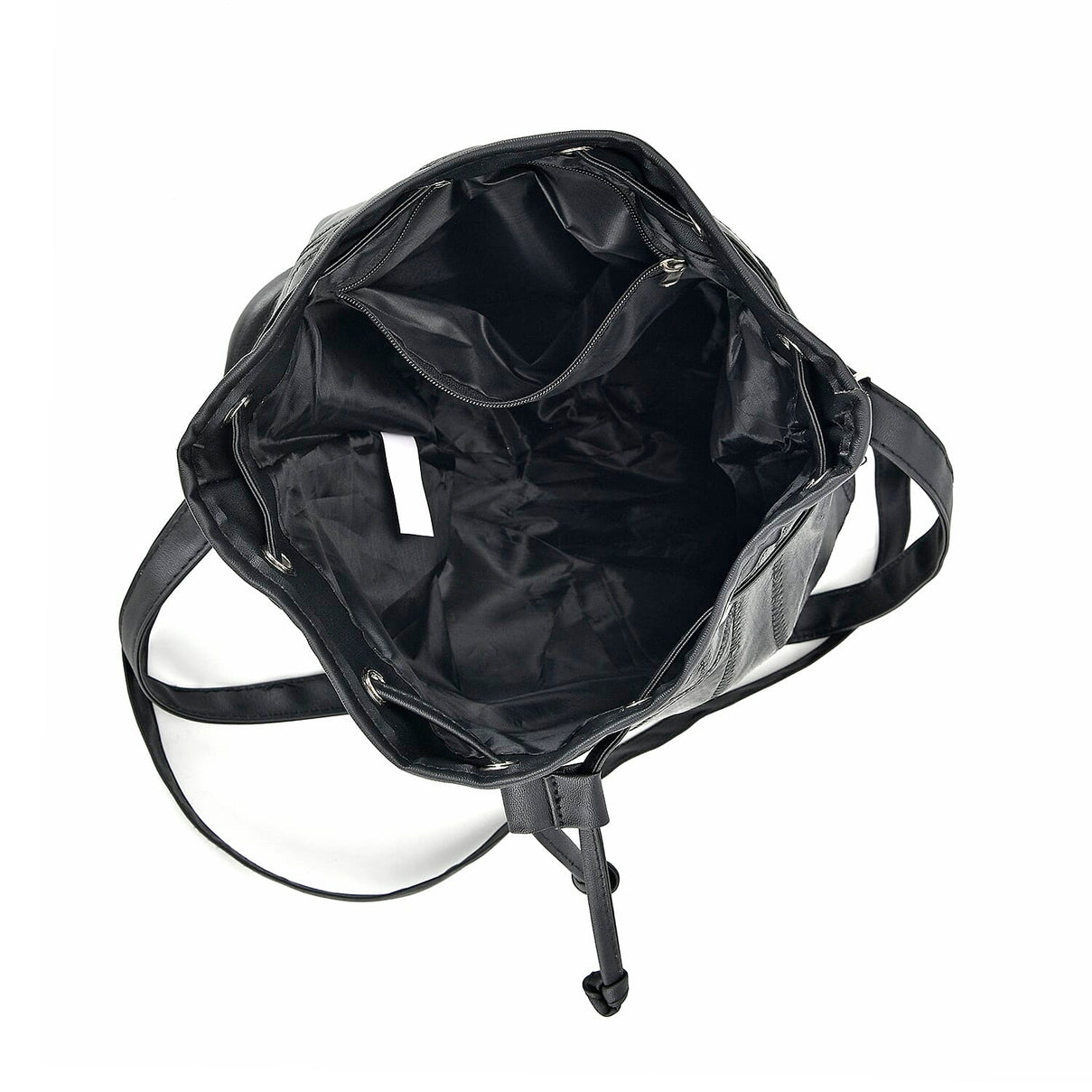One Time Closeout - 100% Genuine  Leather Bucket Bag (Size 29x23x15 cm) - Black 7748960 2