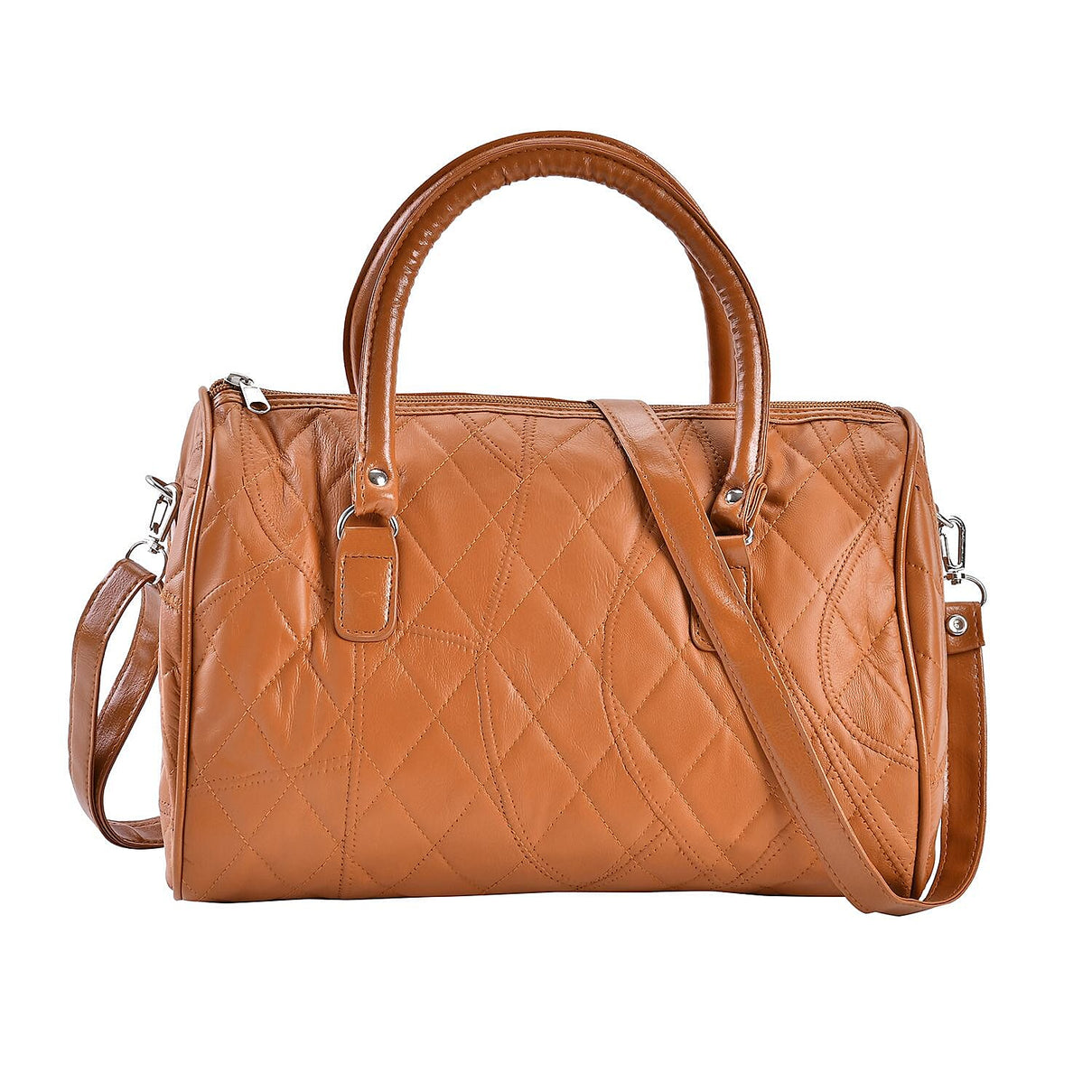 One Time Close Out Deal -Genuine Leather Duffle Bag with Handle Drop - Tan 7638625 0