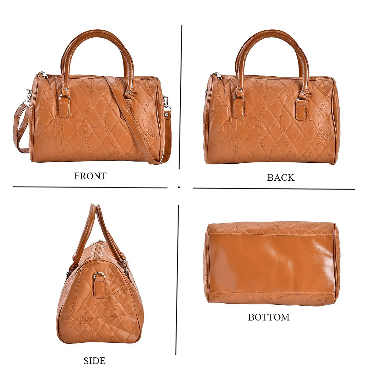 One Time Close Out Deal -Genuine Leather Duffle Bag with Handle Drop - Tan 7638625 2