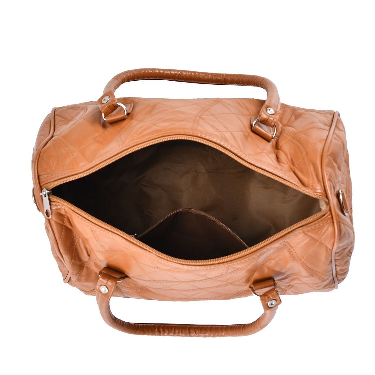 One Time Close Out Deal -Genuine Leather Duffle Bag with Handle Drop - Tan 7638625 3