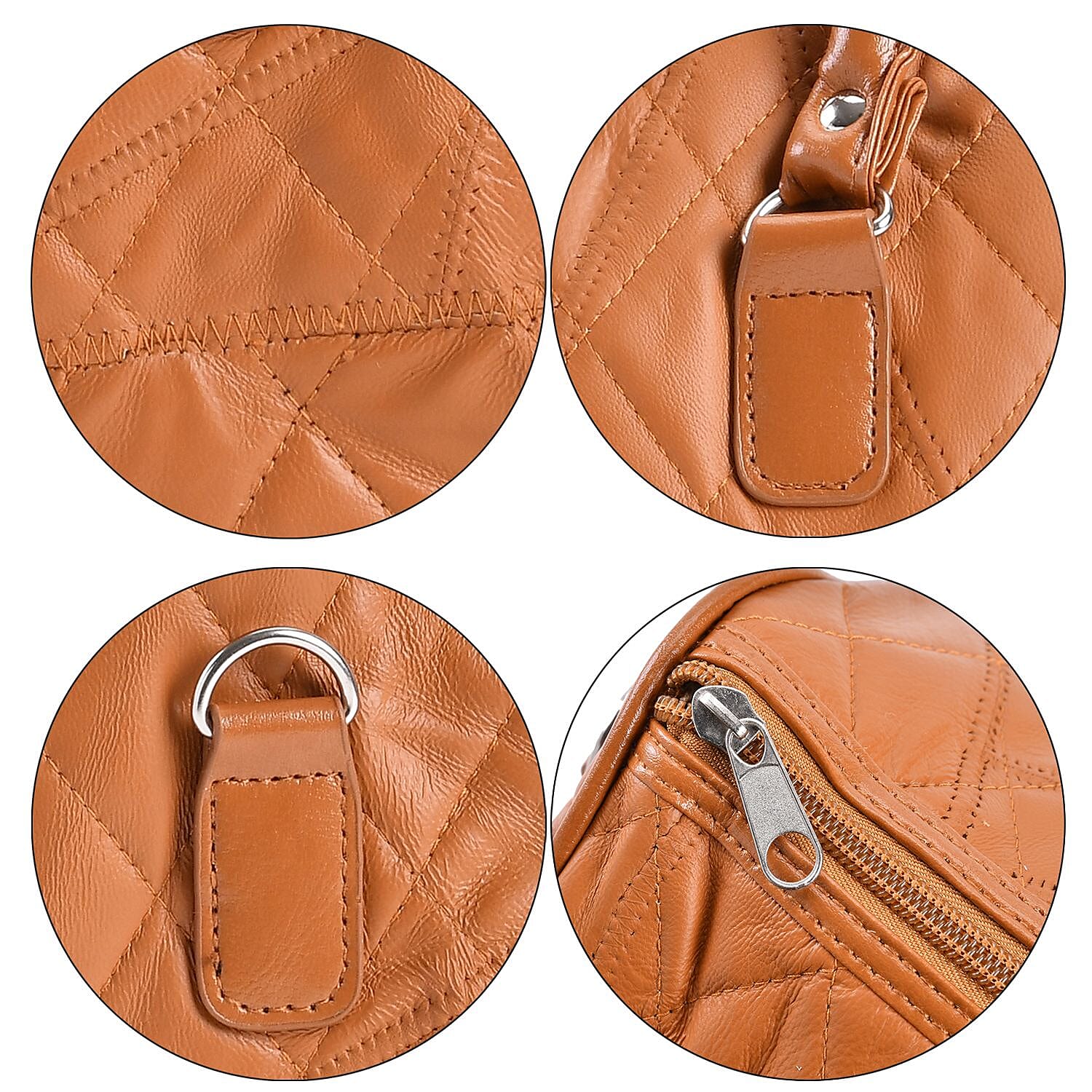 One Time Close Out Deal -Genuine Leather Duffle Bag with Handle Drop - Tan 7638625 4