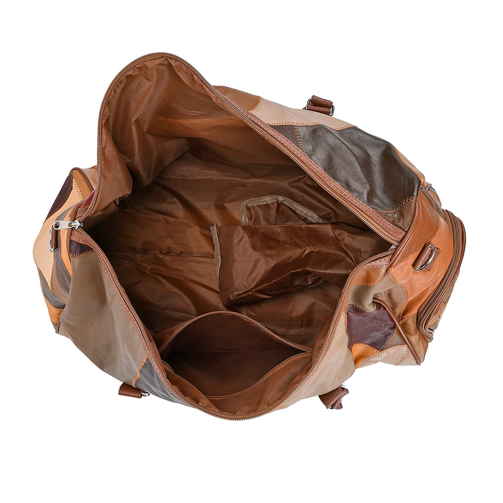100% Genuine Leather Travel Duffle Bag (Size 51x23x28 cm) - Multi Color & Black