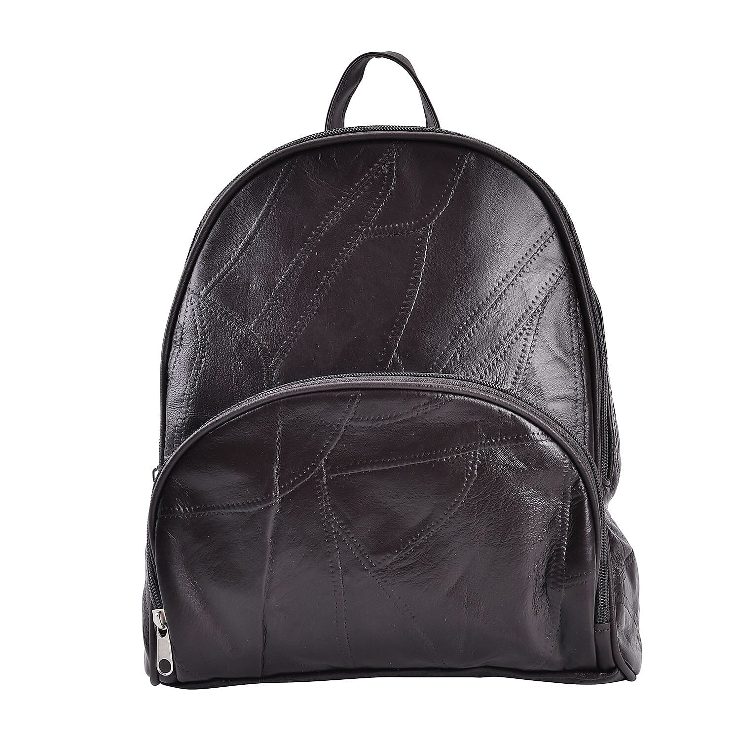 Sheepskin Leather Solid Backpack (Size 27x25x10 ) - Brown &amp; Black 7746284 0