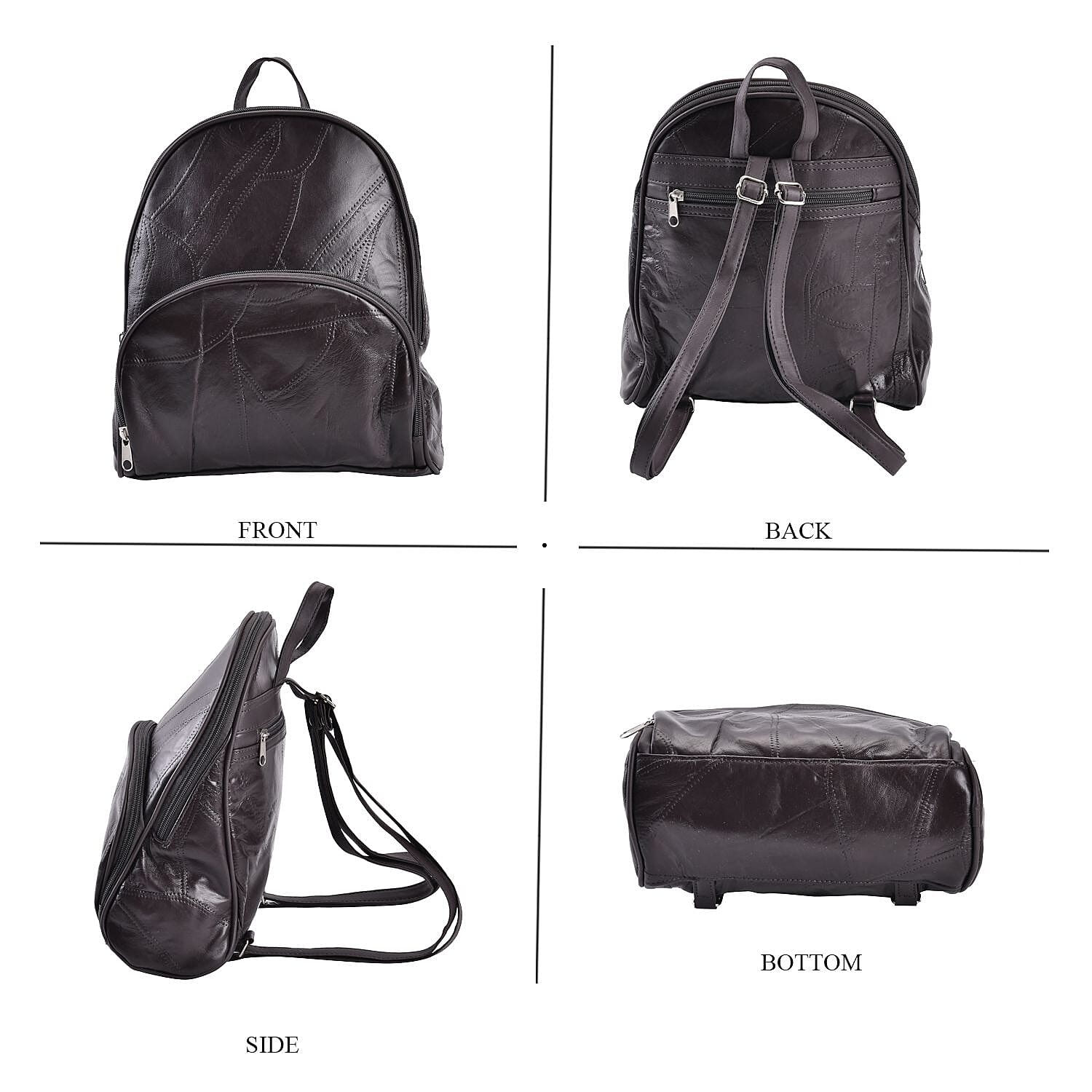 Sheepskin Leather Solid Backpack (Size 27x25x10 ) - Brown &amp; Black 7746284 2