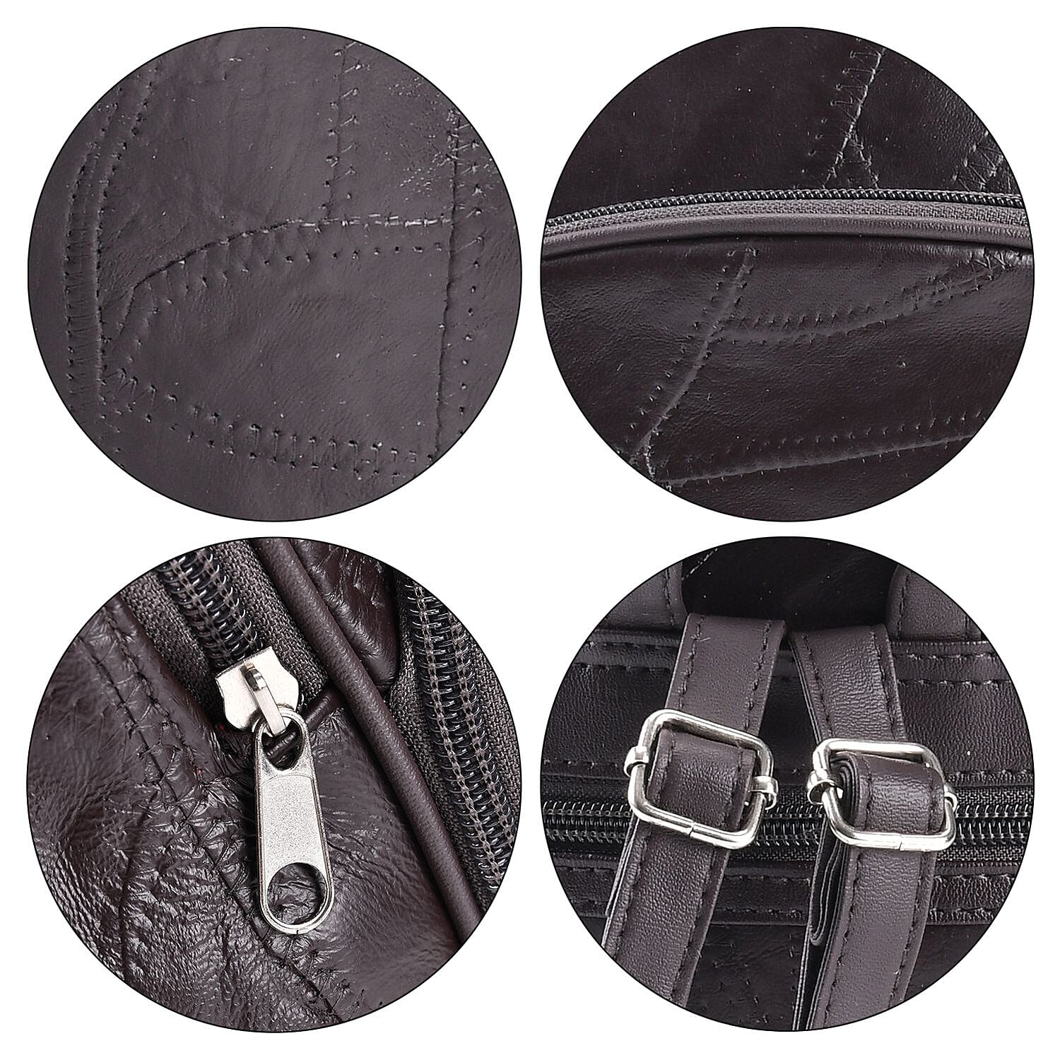 Sheepskin Leather Solid Backpack (Size 27x25x10 ) - Brown &amp; Black 7746284 4
