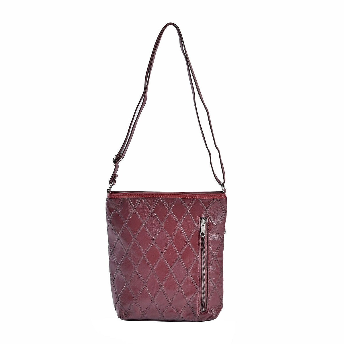 Sheepskin Leather Solid Shoulder Bag (Size 25x24x5 cm) - Burgundy &amp; Black 7748579 0