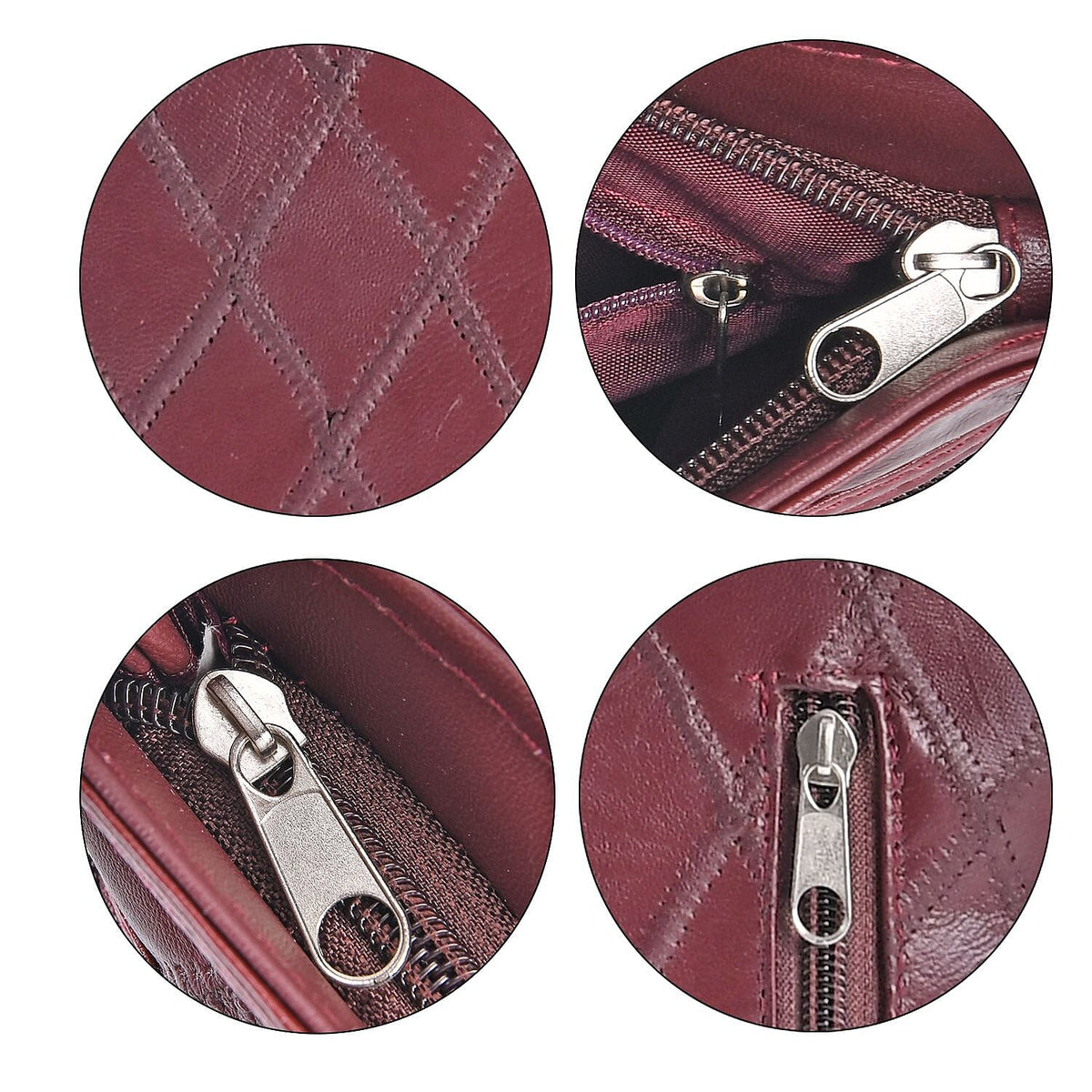 Sheepskin Leather Solid Shoulder Bag (Size 25x24x5 cm) - Burgundy &amp; Black 7748579 3
